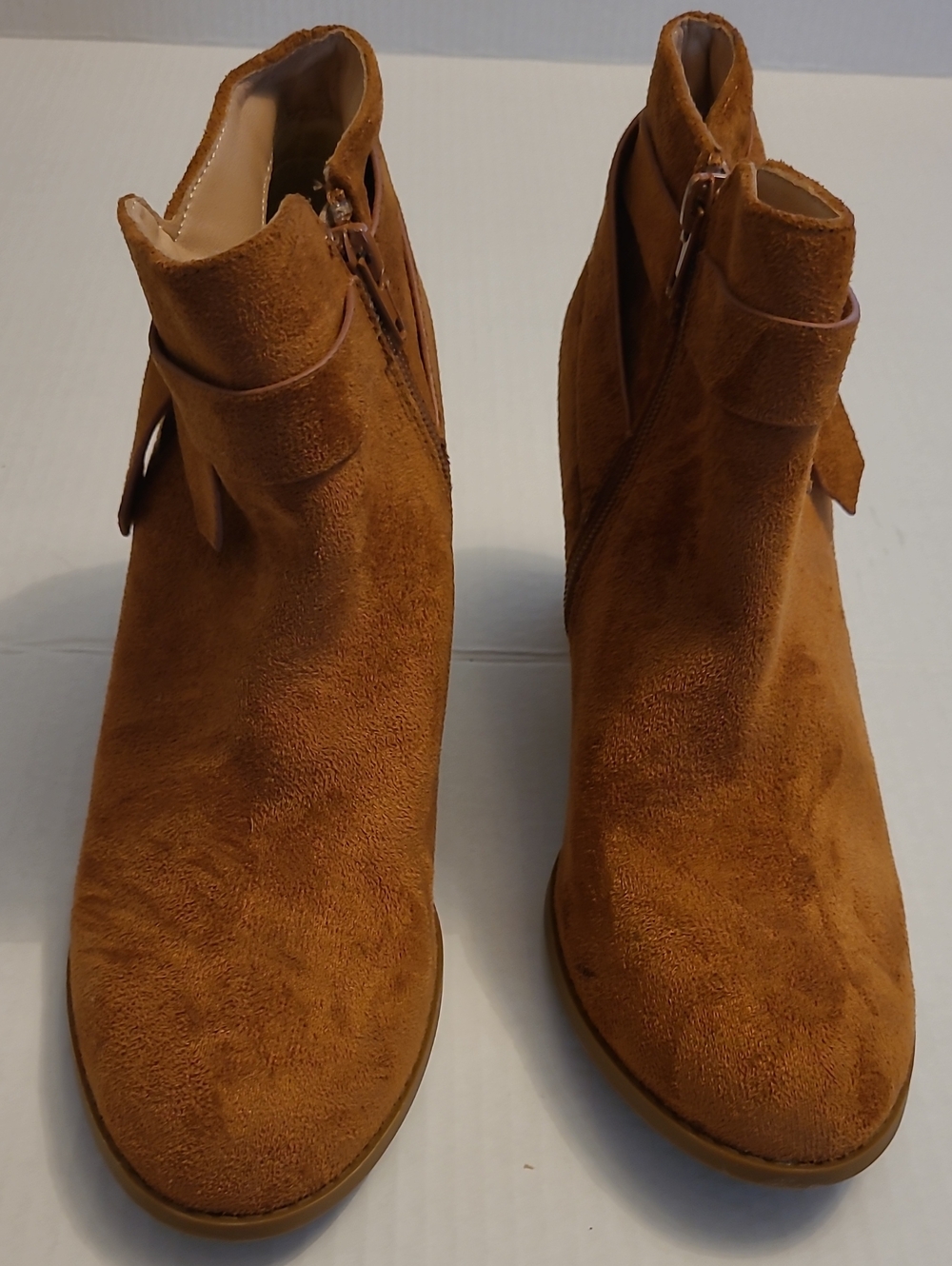 Women’s Suede Ankle Booties in Chestnut Brown
